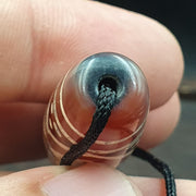 Antique -vintage pyu tibetan etched pink agate zig zag eyes pattern bead 51mm