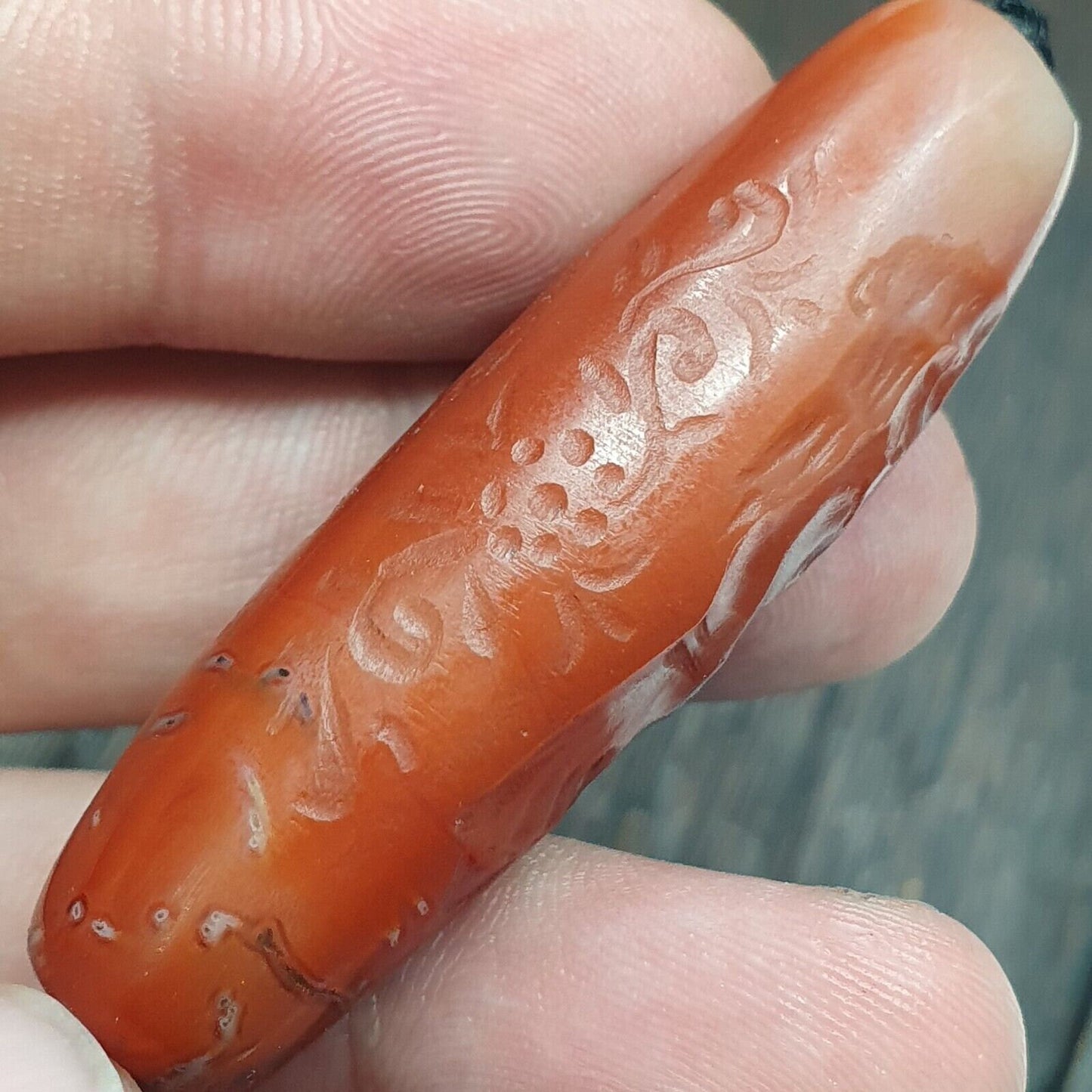Antique love story of roman king intaglio agate bead stamp or seal.