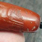 Antique love story of roman king intaglio agate bead stamp or seal.