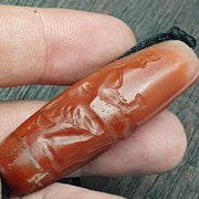 Antique love story of roman king intaglio agate bead stamp or seal.
