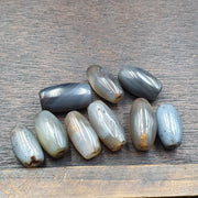 Lot 9 antique gray agate african trade agate beads