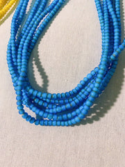 Yellow 4 mm antique venetian  white heart trade beads long strand necklace