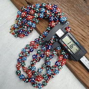Venetian red whiteheart and venetian inspired multicolor skunk beads necklace