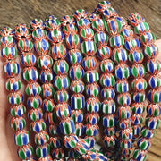 Vintage blue green chevron beads venetian african style beads long strand