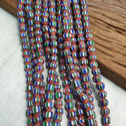 Vintage blue green chevron beads venetian african style beads long strand