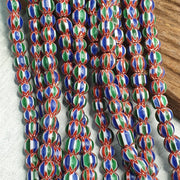 Vintage blue green chevron beads venetian african style beads long strand