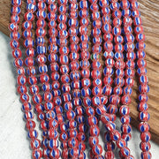 Vintage blue red chevron beads venetian african style beads 8mm