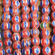 Vintage blue red chevron beads venetian african style beads 8mm