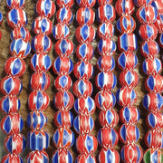 Vintage blue red chevron beads venetian african style beads 8mm