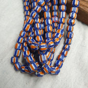 Vintage venetian style beads old african glass chevron beads long strand.