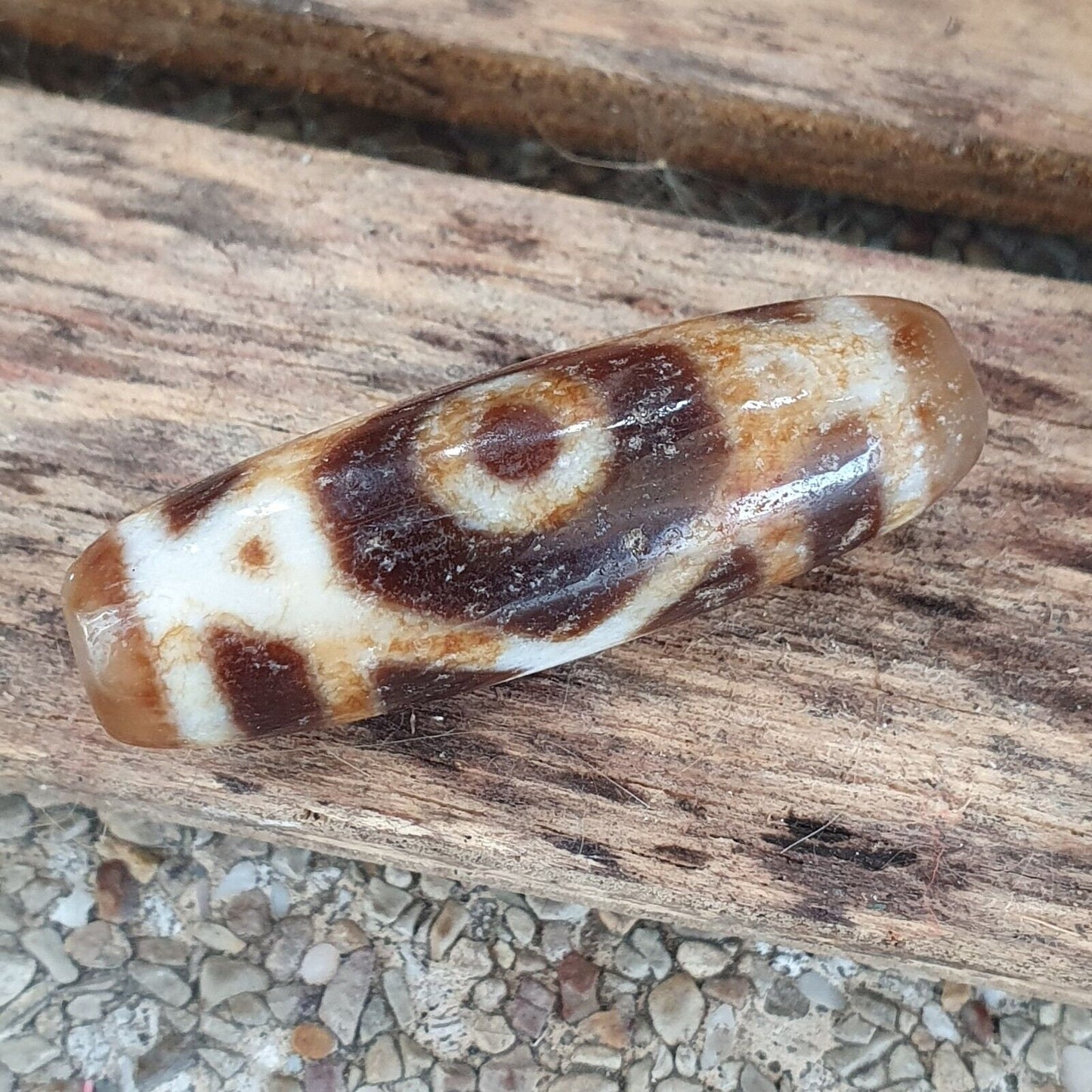 Rusted himalayan indo tibetan agate 2eyes bead dzi amulet atb-5