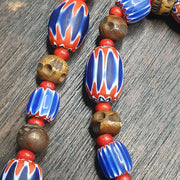 Vintage venetian style beads collection white heart chevron beads necklace b21
