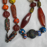 Rainbow Agate Crystal Glass Bead Necklace: African Strand Style