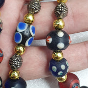 Vintage venetian style skunk and turkish evil eye beads necklace