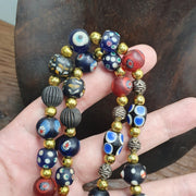 Vintage venetian style skunk and turkish evil eye beads necklace