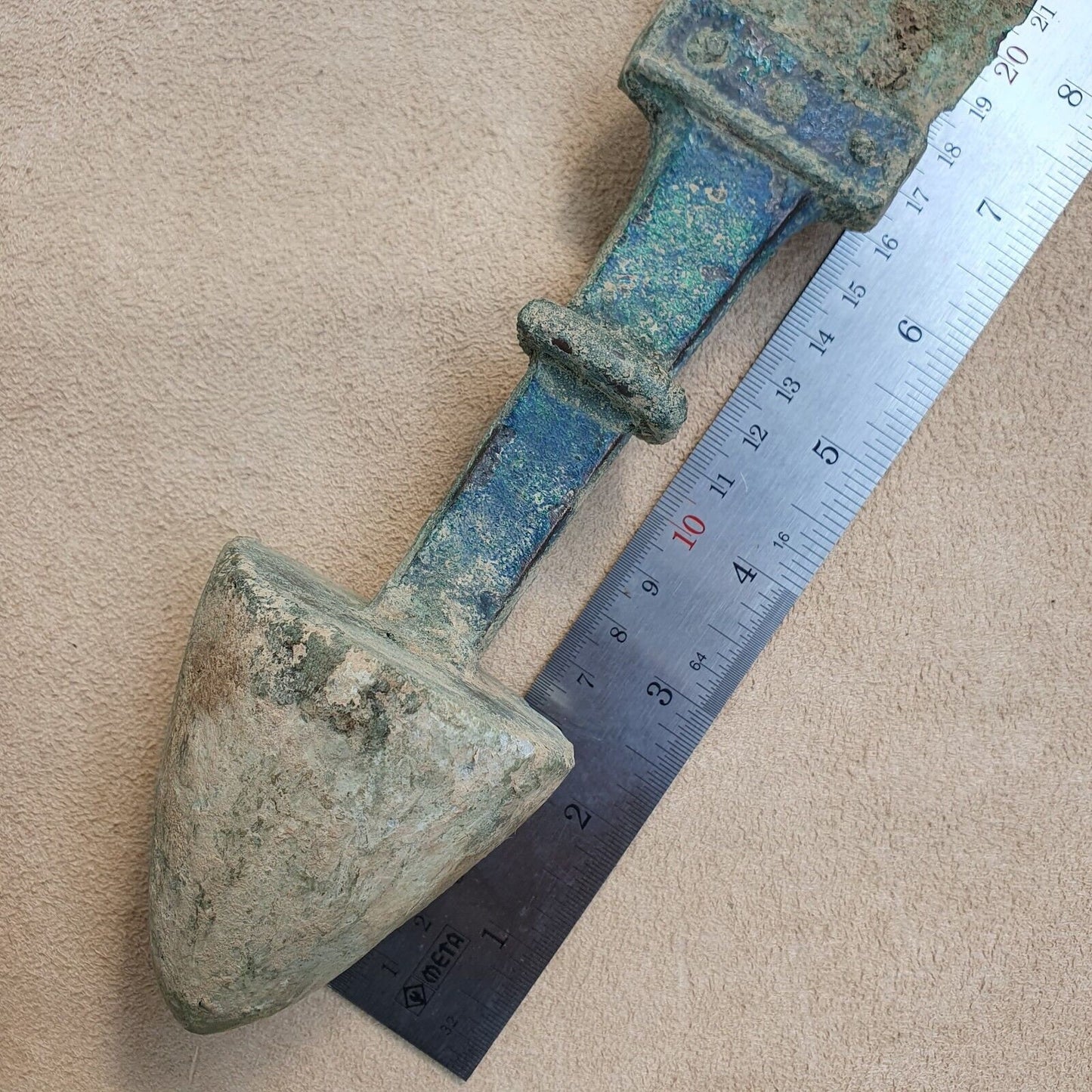 Ca.1000-800 bc ancient greek archaic period bronze sword with stone pomel #sw4