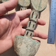 Lot 3 ancient greek era bronze sword with lunar & decorated handle #sw9
