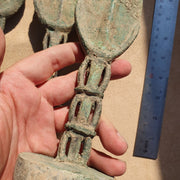Lot 3 ancient greek era bronze sword with lunar & decorated handle #sw9