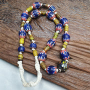 Vintage venetian style blue chevron beads necklace #ch-3