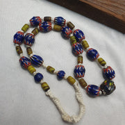Vintage venetian style blue chevron beads necklace #ch-3