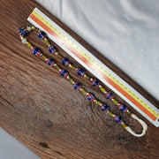 Vintage venetian style blue chevron beads necklace #ch-2