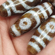 Tibetan Dzi Agate Beads: Old Amulet Pendants, Lot of 4
