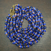 Venetian style vintage blue chevron, african blue glass beads necklace chr-2.