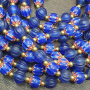 Venetian style vintage blue chevron, african blue glass beads necklace chr-2.