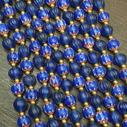 Venetian style vintage blue chevron, african blue glass beads necklace chr-2.