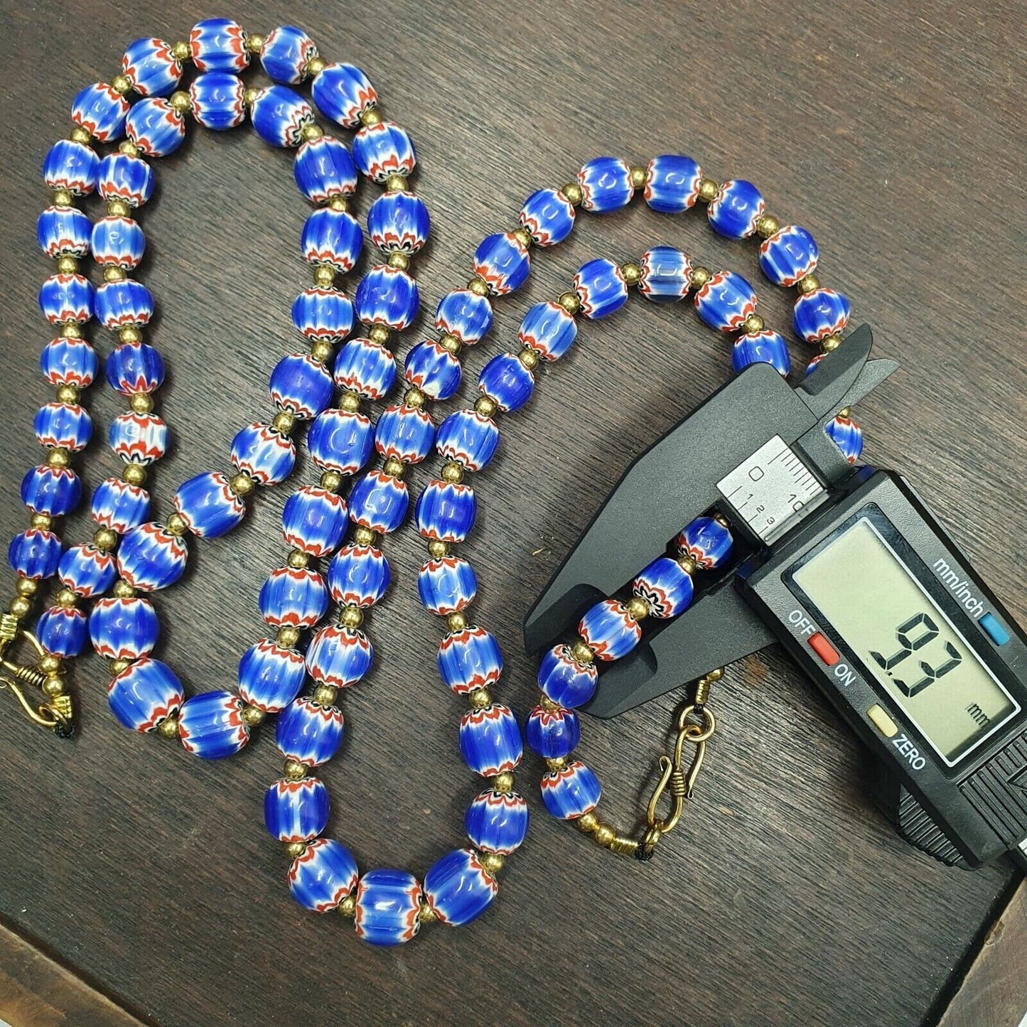 Vintage blue chevron venetian style multilayers glass beads necklace chr-1Gift