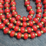 7mm Antique Venetian, White Heart Trade Beads | Glass Seed Necklace - Vintage African Strand