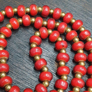 7mm Antique Venetian, White Heart Trade Beads | Glass Seed Necklace - Vintage African Strand