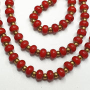 7mm Antique Venetian, White Heart Trade Beads | Glass Seed Necklace - Vintage African Strand