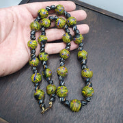 Vintage roman style green gabri eyes glass beads necklace.