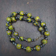 Vintage roman style green gabri eyes glass beads necklace.