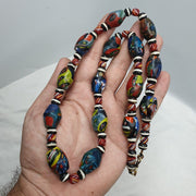 Vintage millefiori glass beads murano style beads necklace.