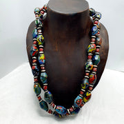 Vintage millefiori glass beads murano style beads necklace.