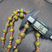 Vintage roman style green gabri eyes and african red glass beads necklace.