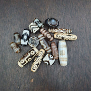 Vintage Himalayan Agate Dzi Beads: Tibetan Amulet Pendant Lot