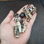 Vintage Himalayan Agate Dzi Beads: Tibetan Amulet Pendant Lot