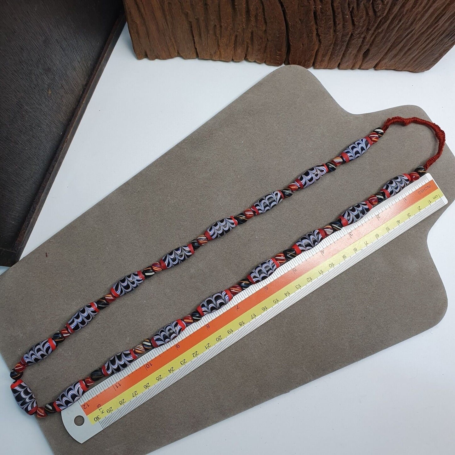 Venetian inspired millefiori black fancy feather glass beadsGift