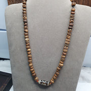 Tibetan 1circle eyes 1aquare eye agate dzi bead amulet with carving necklace