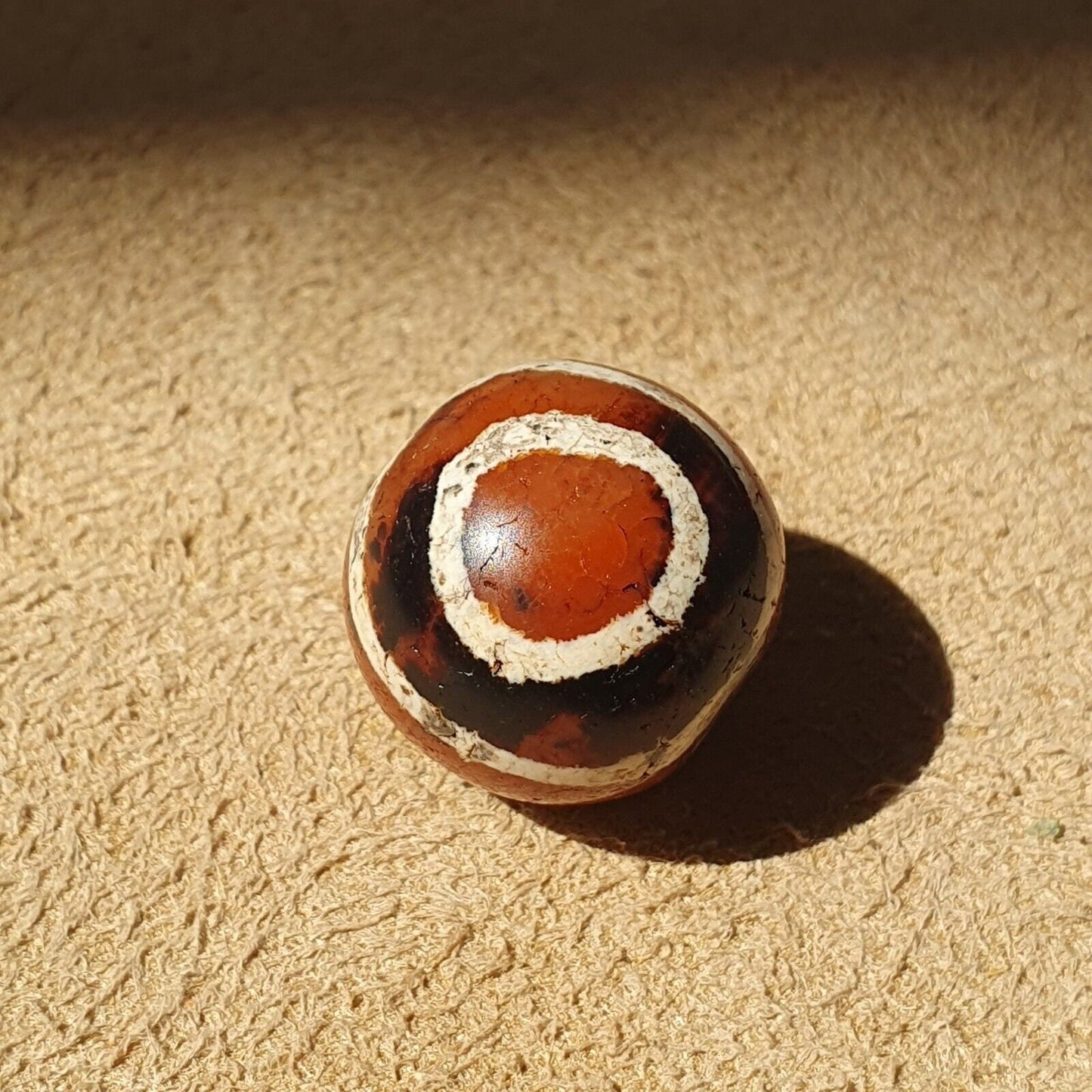 Antique himalayan indo tibetan etched agate bead 17.8x16.9mm shdk-4