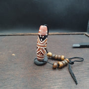 Antique -vintage pyu tibetan etched pink agate zig zag eyes pattern bead 51mm
