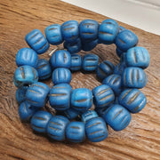 Turquoise blue padre glass african trade beads 18-24mm hug size 43 beads