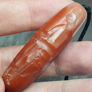 Antique love story of roman king intaglio agate bead stamp or seal.
