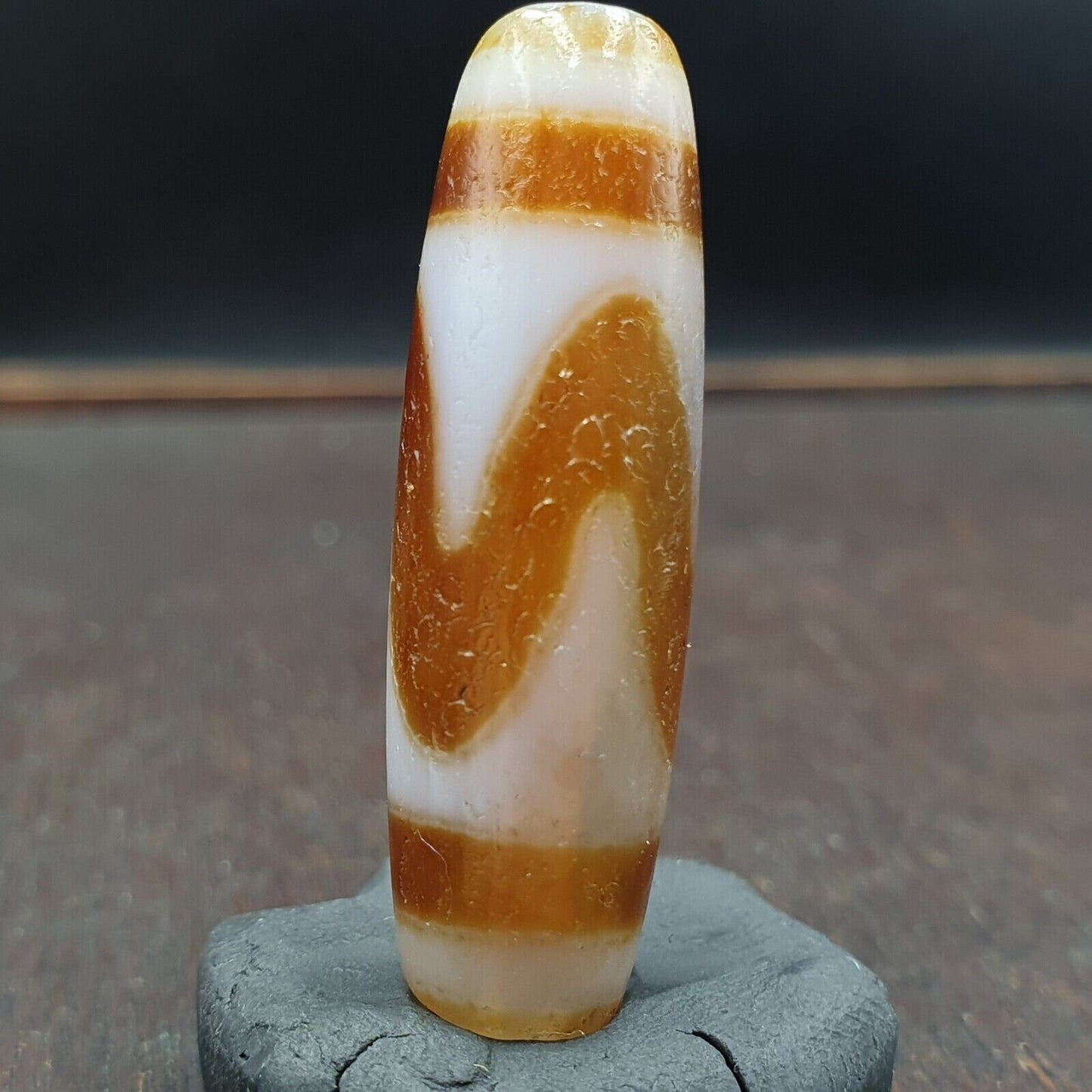 Soft skin tibetan bead old agate tiger teeth dzi pure amulet tibet eyes