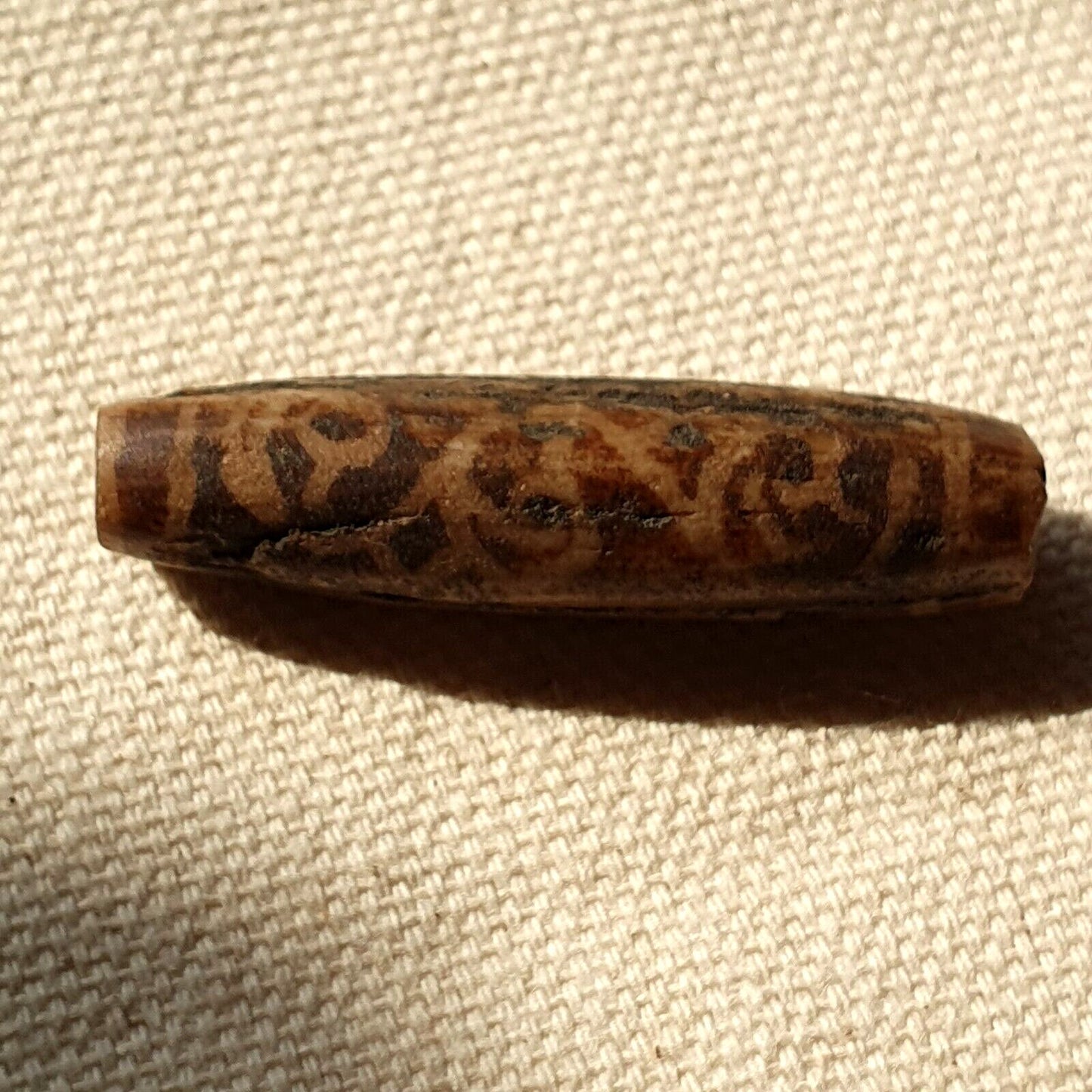 Asian burmese antique pumtek petrified wood stone bead