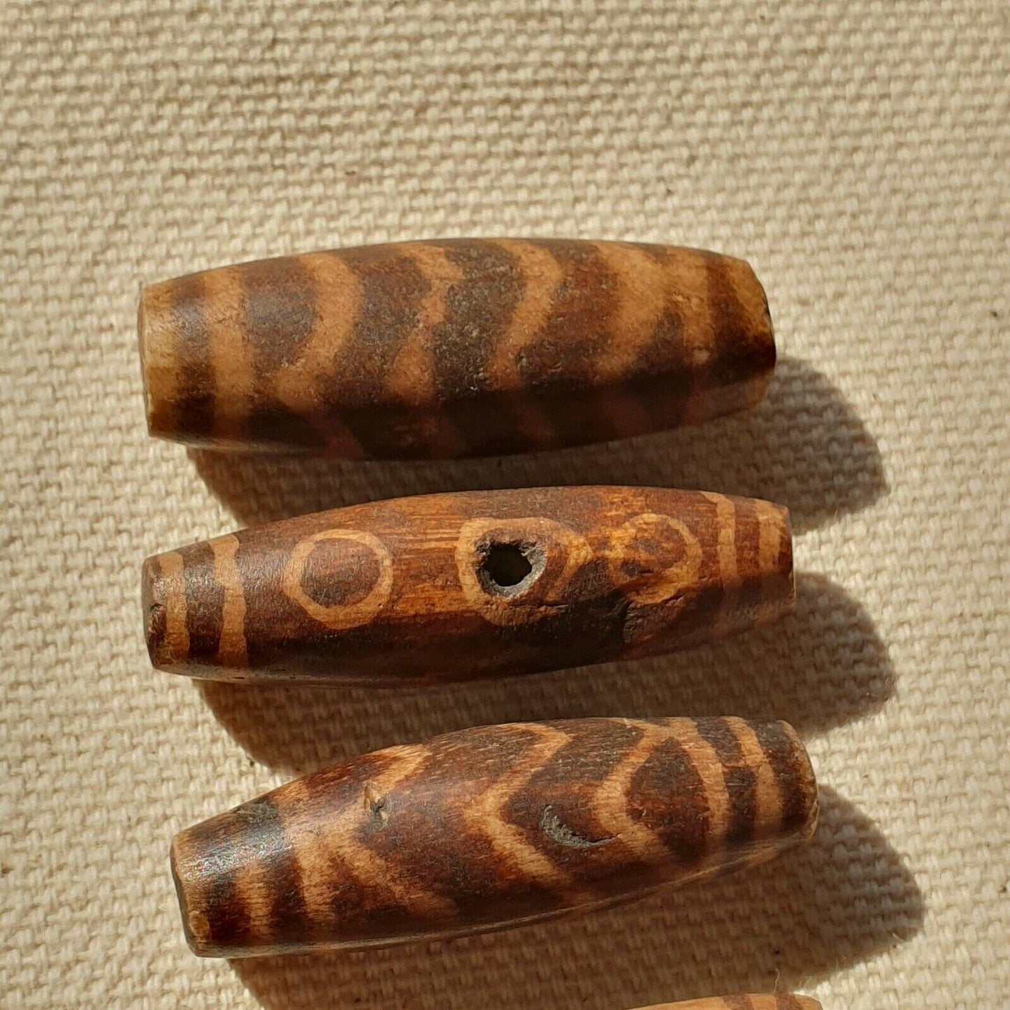 Lot 6 asian burmese antique pumtek petrified wood stone beads