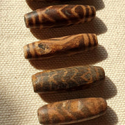 Lot 6 asian burmese antique pumtek petrified wood stone beads